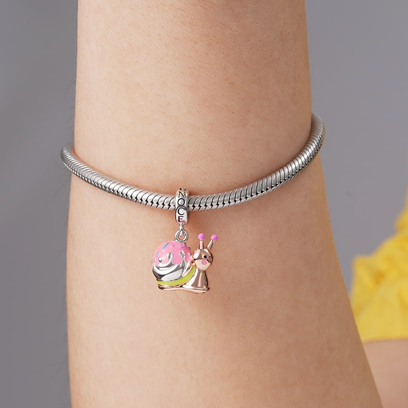 Pinky Snail Pendant Dangle Charm Sterling Silver 18K Rose Gold Plated_3