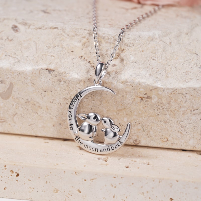 Gnoce "I Love You To The Moon & Back" Necklace Sterling Silver Mother's Day Gift_4