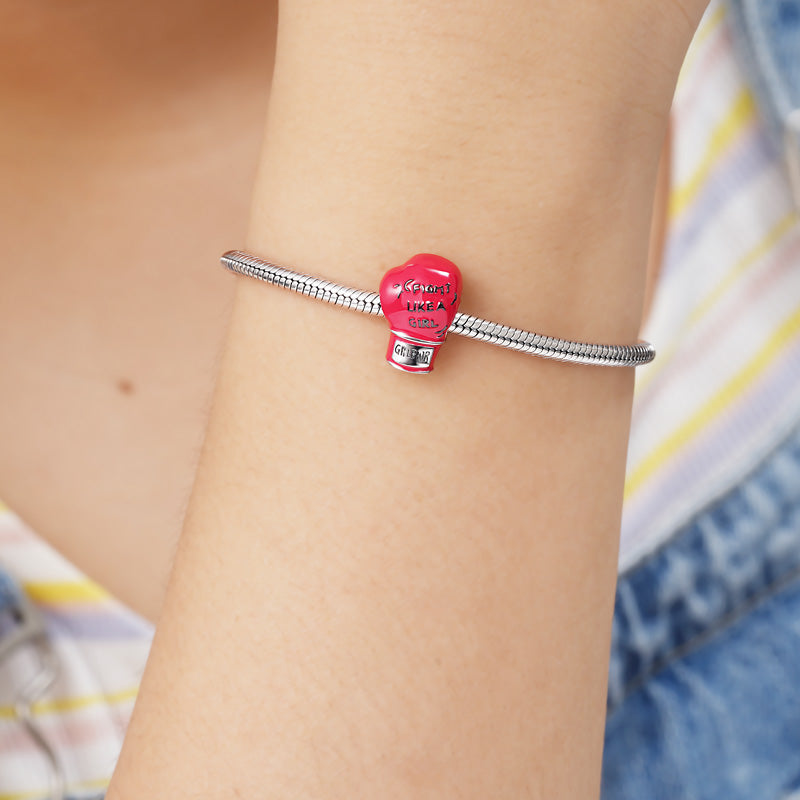 Pink Boxing Glove Charm Bead 925 Sterling Silver_3