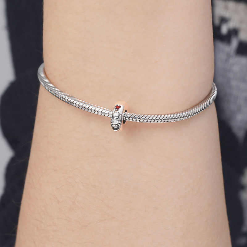 Cute Ant Stopper for Charm Bracelets 925 Sterling Silver Inlaid with Clear Gemstones_3