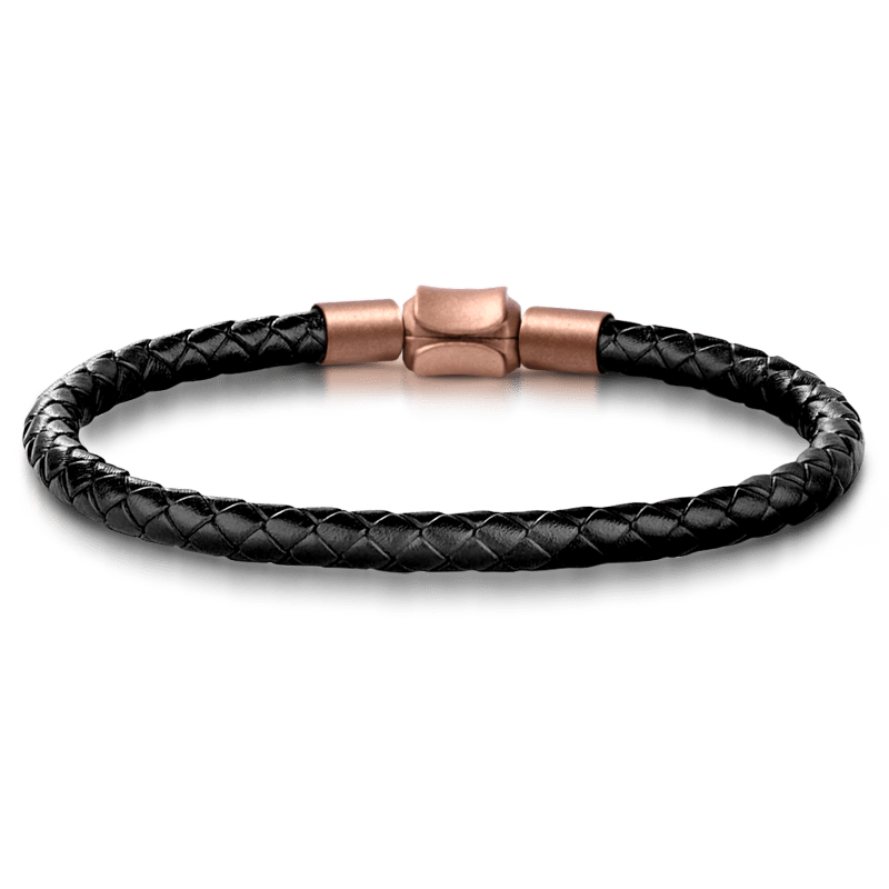 Rose Knight Vintage Bead & Customized Classic Beads S925 Sterling Silver with Gift Copper Black Leather Men's Bracelet Jewelry for Men_4
