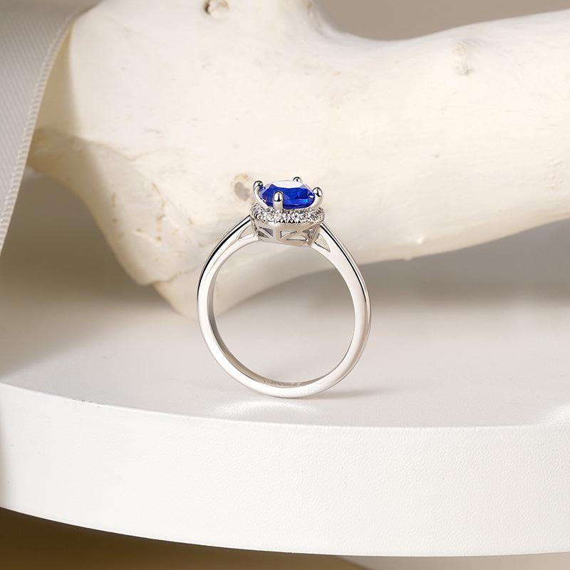 Sparkling Royal Blue Round-Cut Ring 925 Sterling Silver_4
