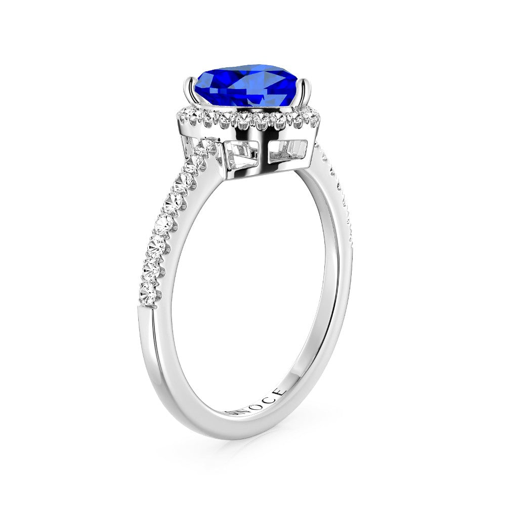 Royal Blue Heart-shaped Ring 925 Sterling Silver Pave with Clear CZ Stones_2