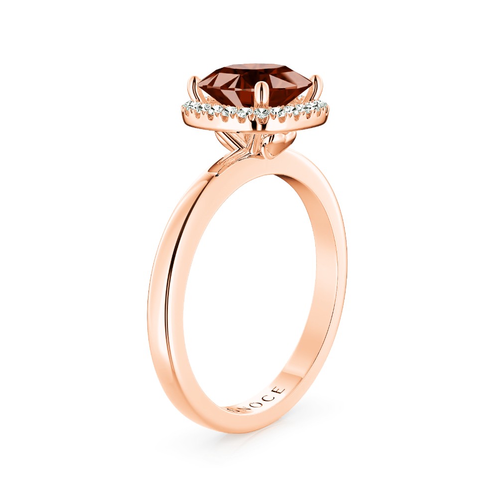 Sparkle Square Halo Brown Ring 925 Sterling Silver 18K Rose Gold Plated_2