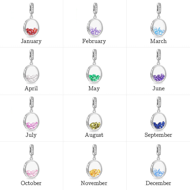 Oval-shape Birthstone Pendant Dangle Charm 925 Sterling Silver_4