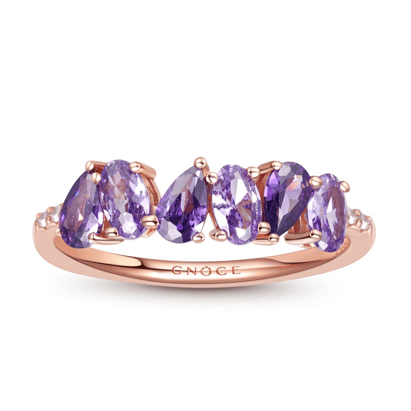Purple Peal&Oval Cuts Gems Ring 925 Sterling Silver_1