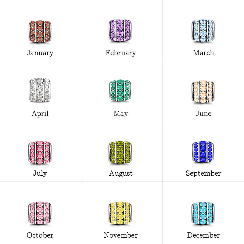 Gnoce "Lucky Month" Birthstone 925 Sterling Silver Gift Crystal Bead Charm_4