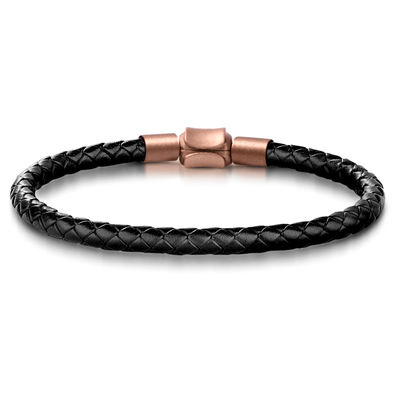 Fish Vintage Bead & Customized Classic Beads S925 Sterling Silver with Gift Copper Black Leather Men's Bracelet Jewelry for Men_5