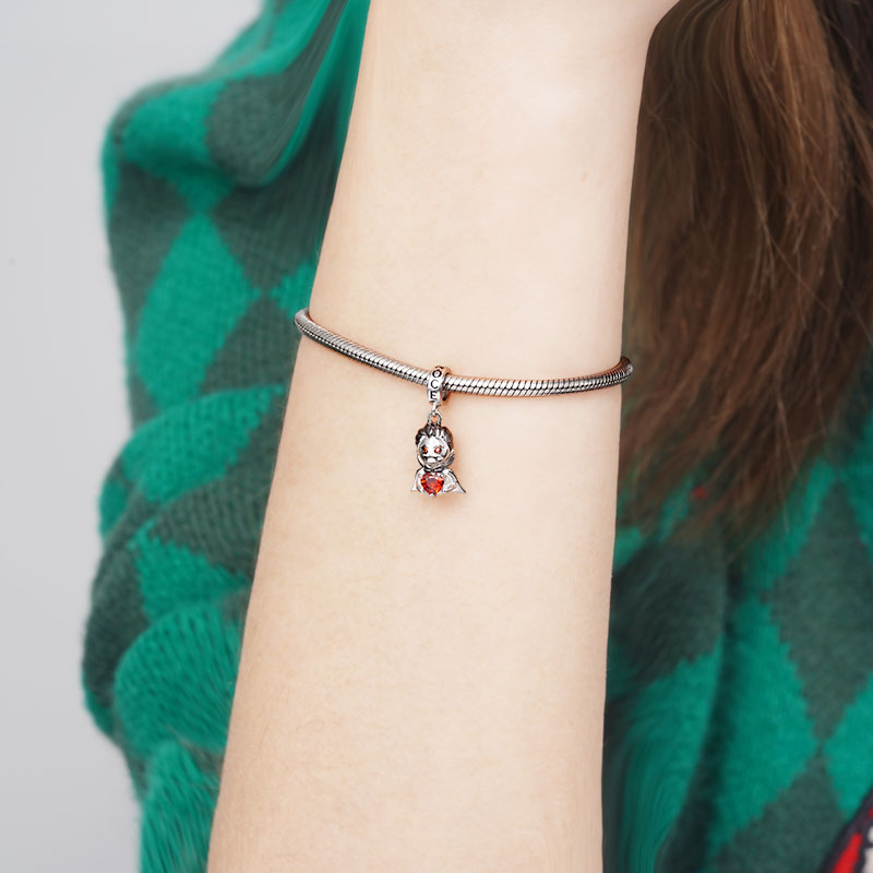 Vampire Embraces Heart Gemstone Pendant Dangle Charm 925 Sterling Silver Black Plated_3