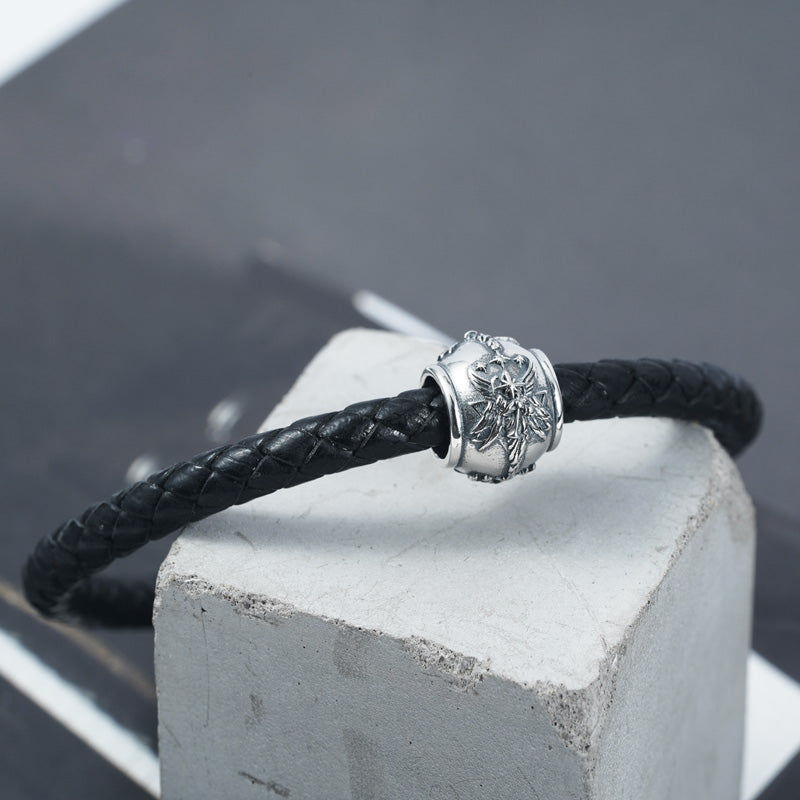 Luck Fairy Vintage Bead S925 Sterling Silver with Gift Copper Black Leather Men's Bracelet Jewelry for Men_4