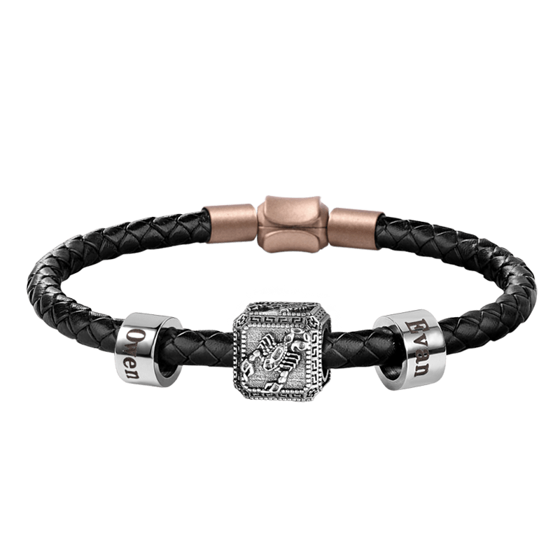 Beetle Vintage Bead & Customized Classic Beads S925 Sterling Silver with Gift Copper Black Leather Men's Bracelet Jewelry for Men_1