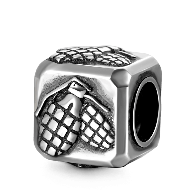 Grenade Vintage Bead S925 Sterling Silver with Gift Copper Black Leather Men's Bracelet Jewelry for Men_2