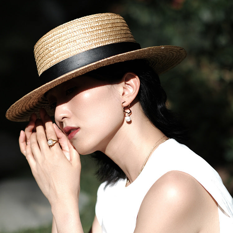 Geometric Pearl Dangle Earrings 925 Sterling Silver 18K Gold Plated_3