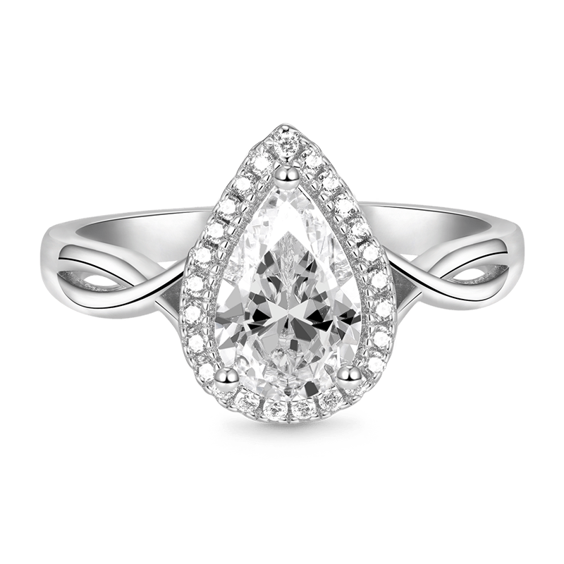 Gnoce Crossover Pear Halo Engagement Ring_2