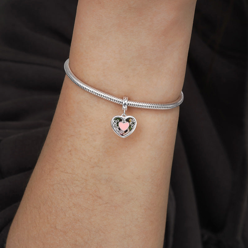 Gnoce "Sister & Sis" Heart Personalized Photo Pendant Dangle Charm_5