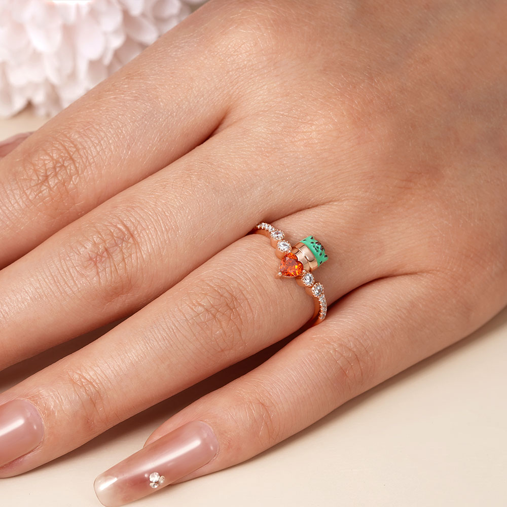 Gnoce Cactus of Love Heart Ruby V-Ring_4