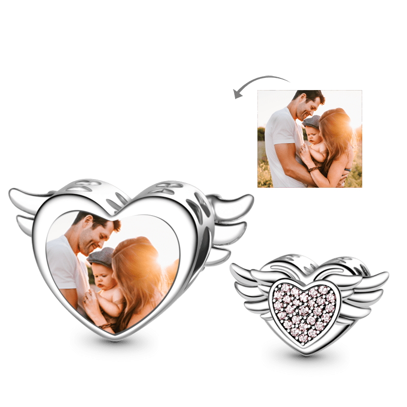 Gnoce Love Wing's Heart Personalized Photo Charm_1