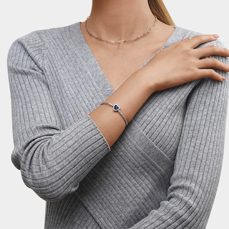 Gnoce Sparkling Heart Basic Snake Chain Bracelet_3