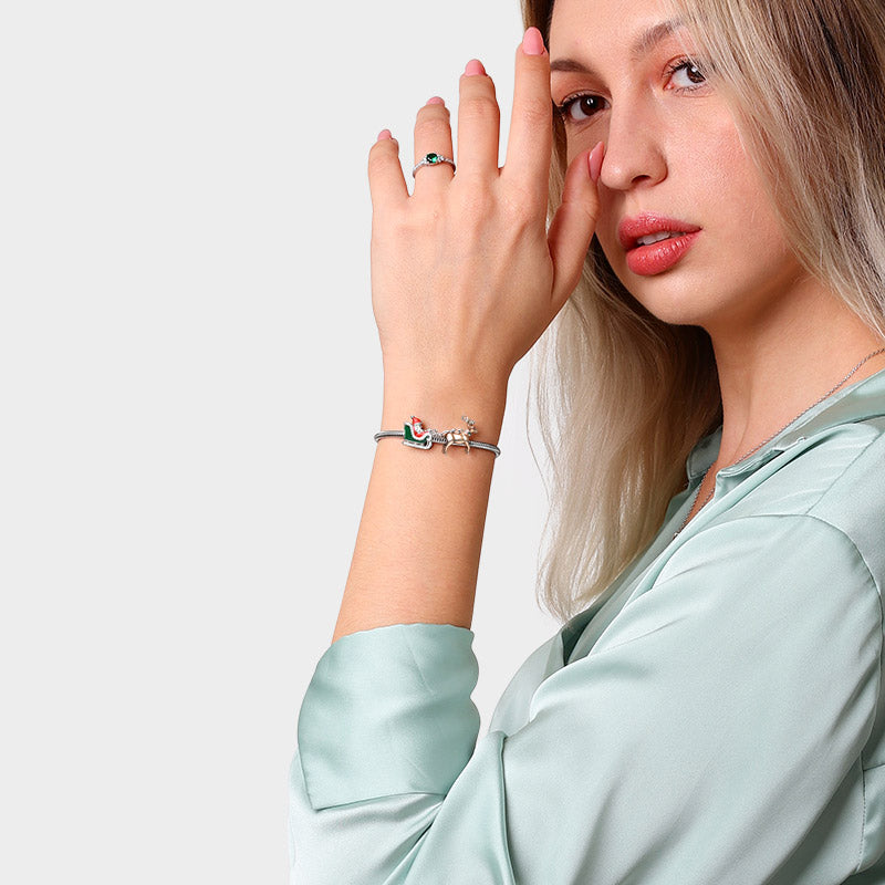 Gnoce "Merry Christmas" Santa Claus Is Coming To Town 925 Sterling Silver Bead Charm_3