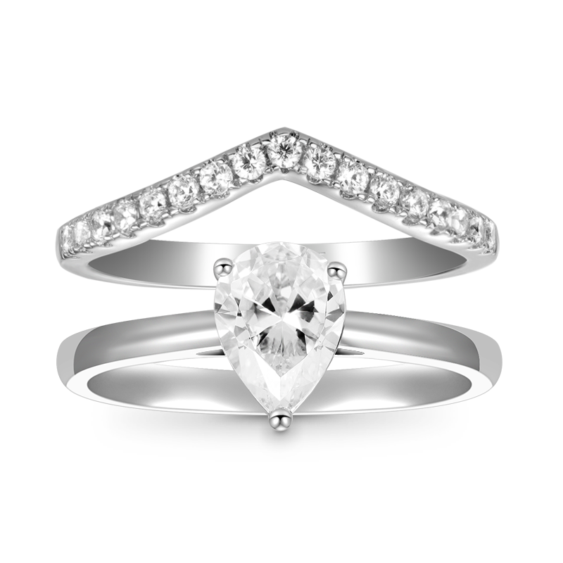 Gnoce Classic Pear Cut Wishbone Stackable Ring Set_1