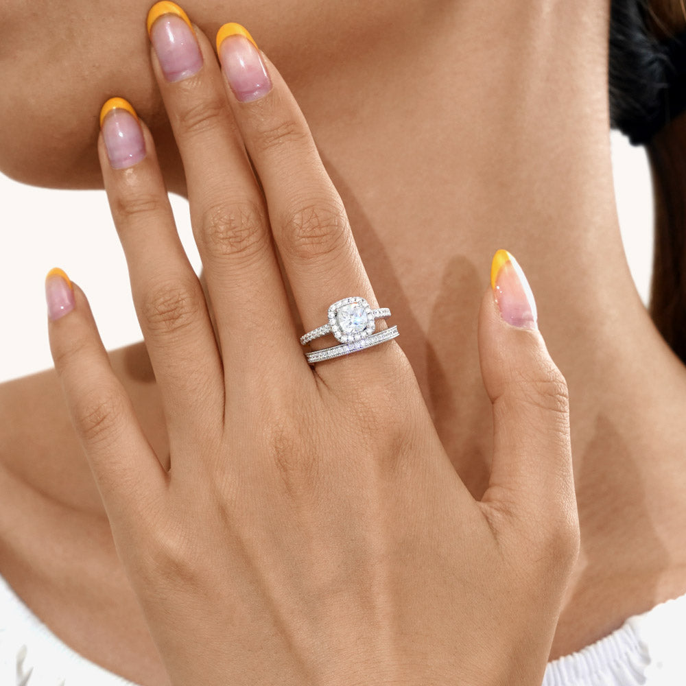 Gnoce Double Clear Square Cut Stackable Ring Set_4