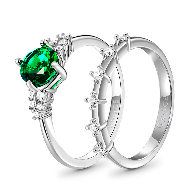 Gnoce Vintage Round Cut Stackable Ring Set_2