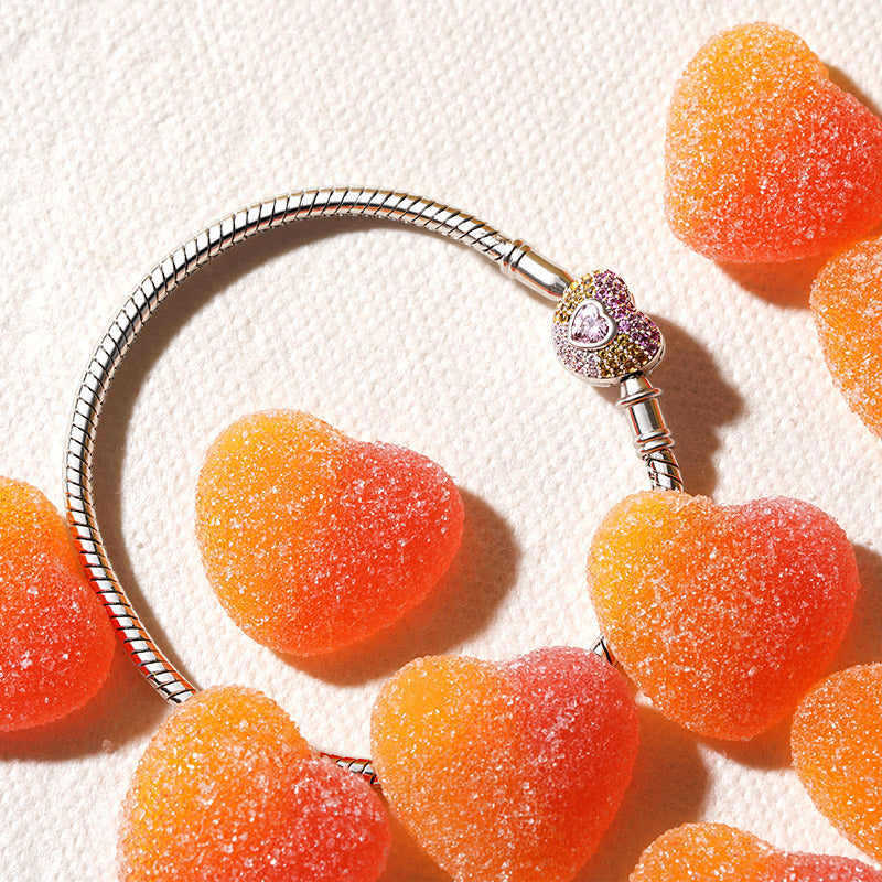 Gnoce Sparkling Heart Engravable Basic Snake Chain Bracelet_3