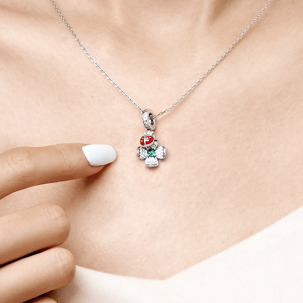 Gnoce Lucky Clover Ladybug Pendant Dangle Charm_7