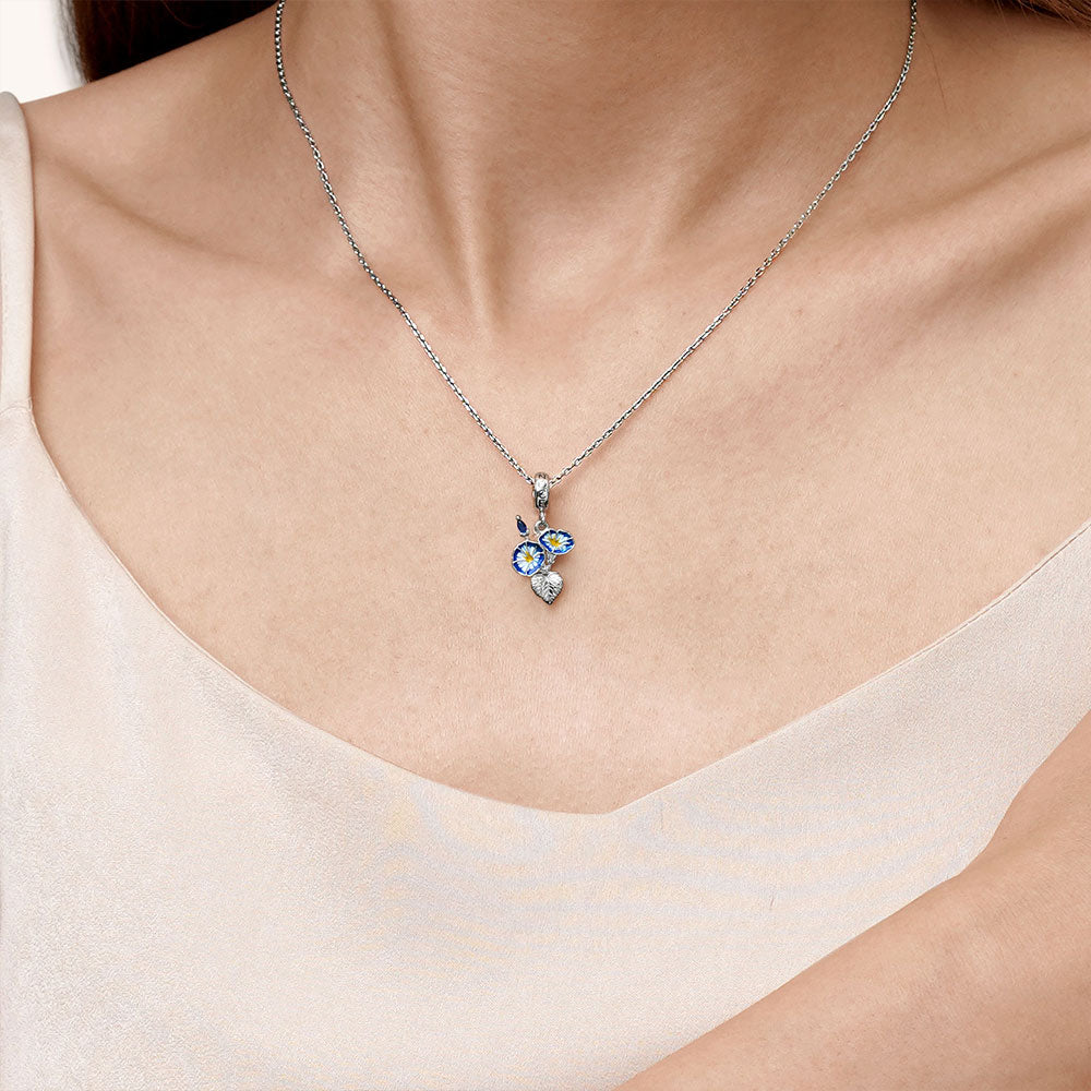 Gnoce Sept.Birthday Flower Morning Glory Pendant Dangle Charm_7