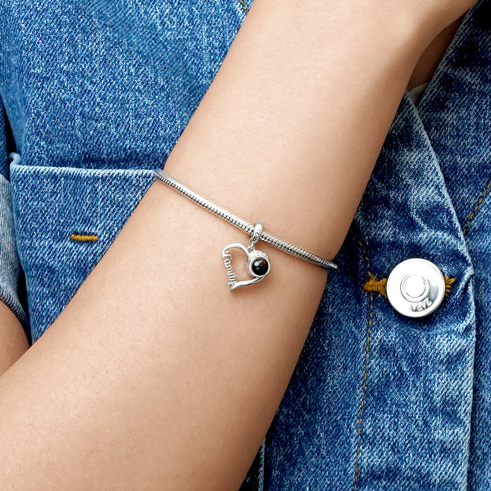 Gnoce Projection Love Family Heart Personalized Photo Pendant Dangle Charm_8