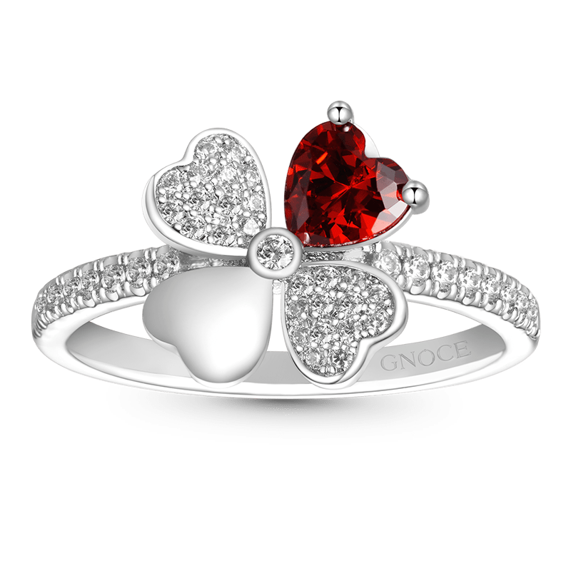 Gnoce Lucky Four Leaf Clover Birthstone Ring_2