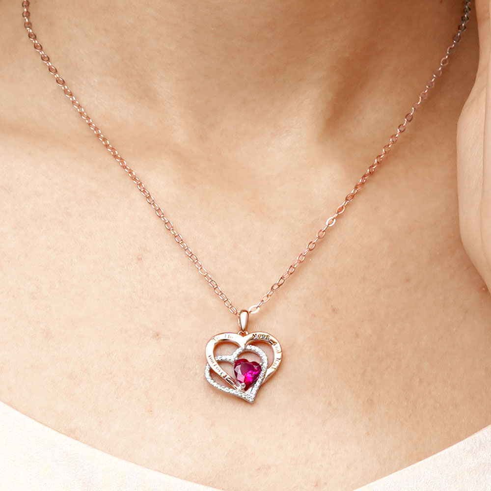 Gnoce "I Love You to the Moon and Back" Birthstone Heart Necklace_4