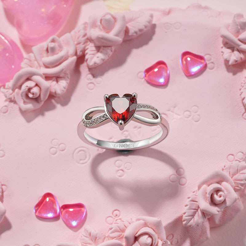 Gnoce Sparkling Birthstone Infinity Love Heart Ring_4