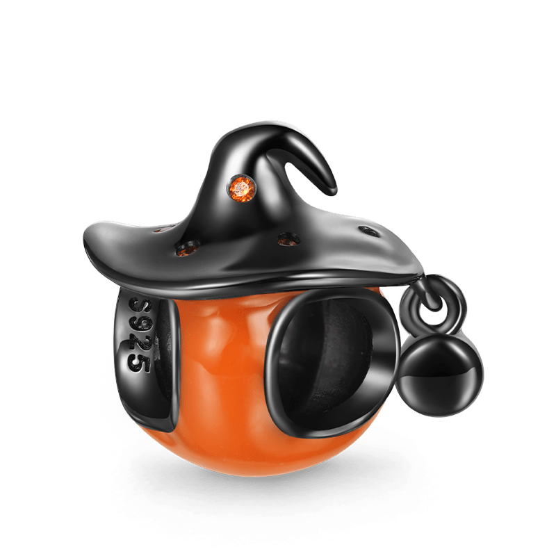 Gnoce Glow-in-the-Dark Pumpkin Wearing a Wizard Hat Charm_3