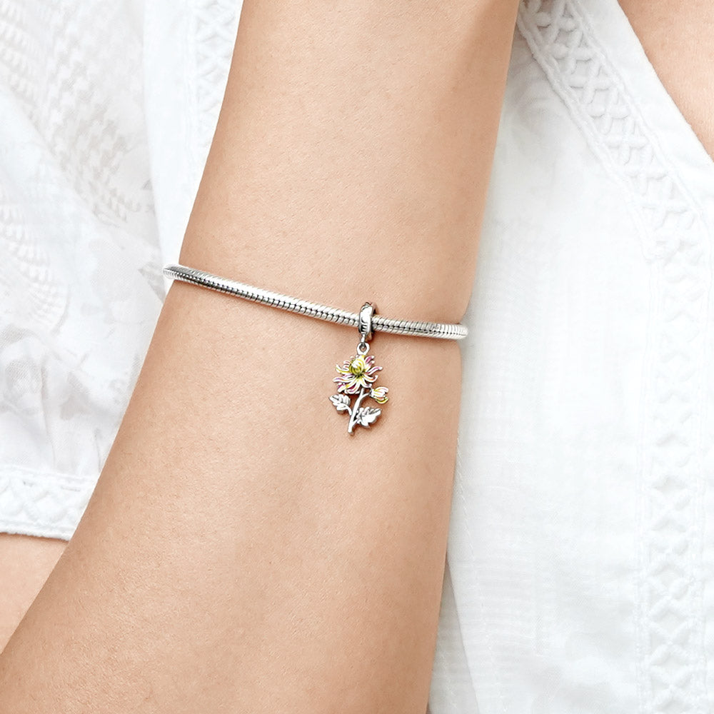 Gnoce Nov.Birthday Flower Chrysanthemum Pendant Dangle Charm_7