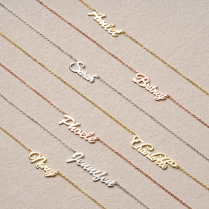 Gnoce "You Are My Sun" Personalized Calligraphy Style Gold Name Necklace_4