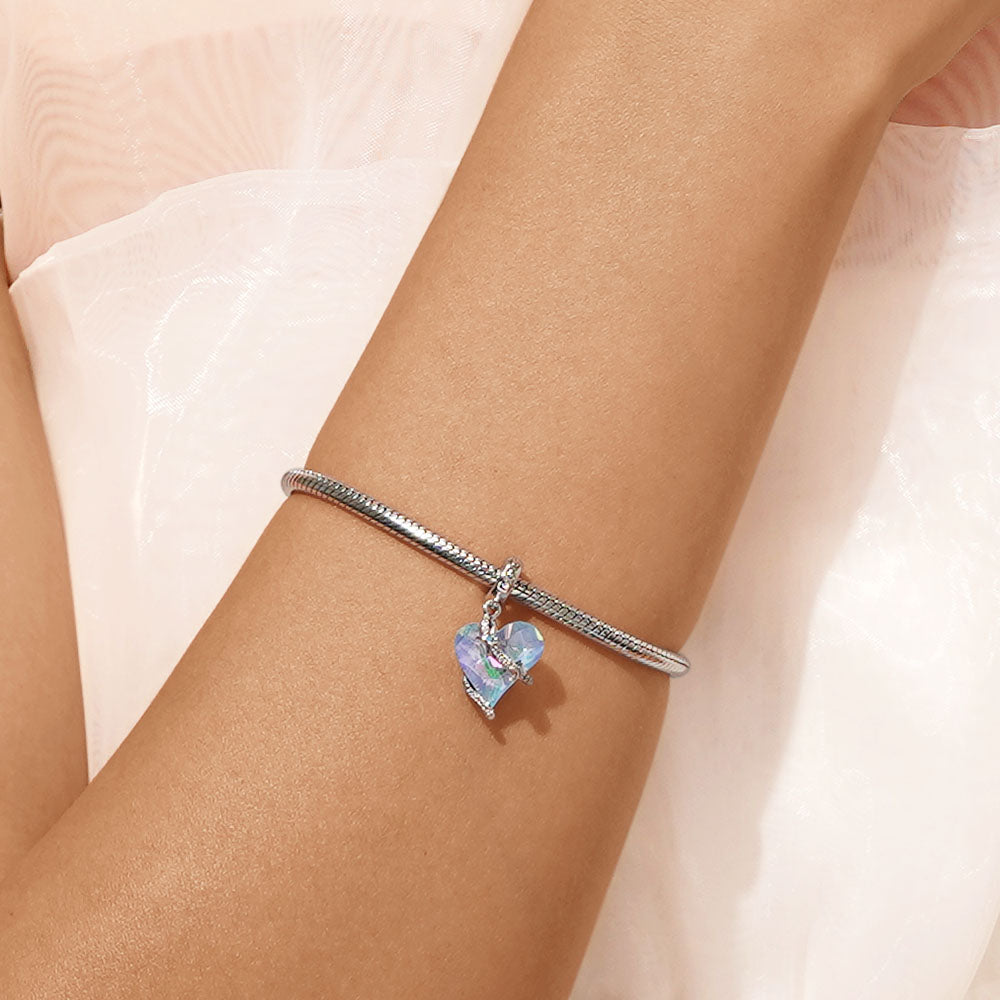 Gnoce Stars Surround Crooked Heart Pendant Dangle Charm_5