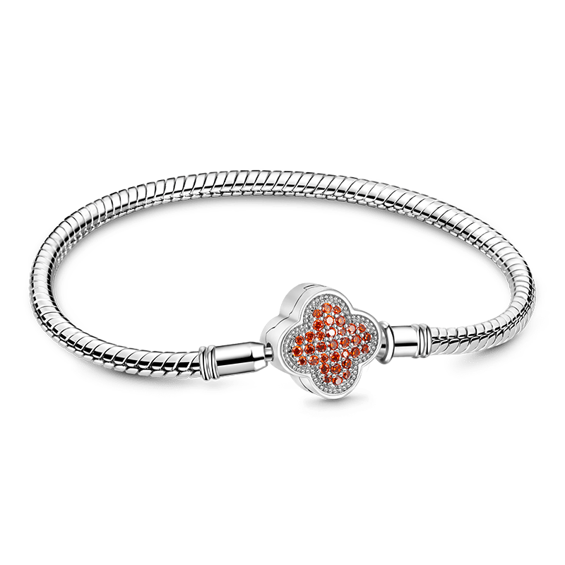 Gnoce Pomegranate Red Lucky Clover Basic Snake Chain Bracelet_1