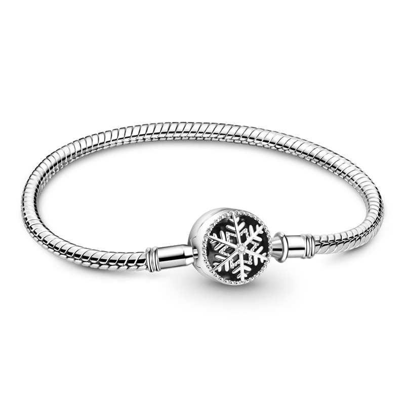 Gnoce White Snowflake Basic Snake Chain Bracelet_1