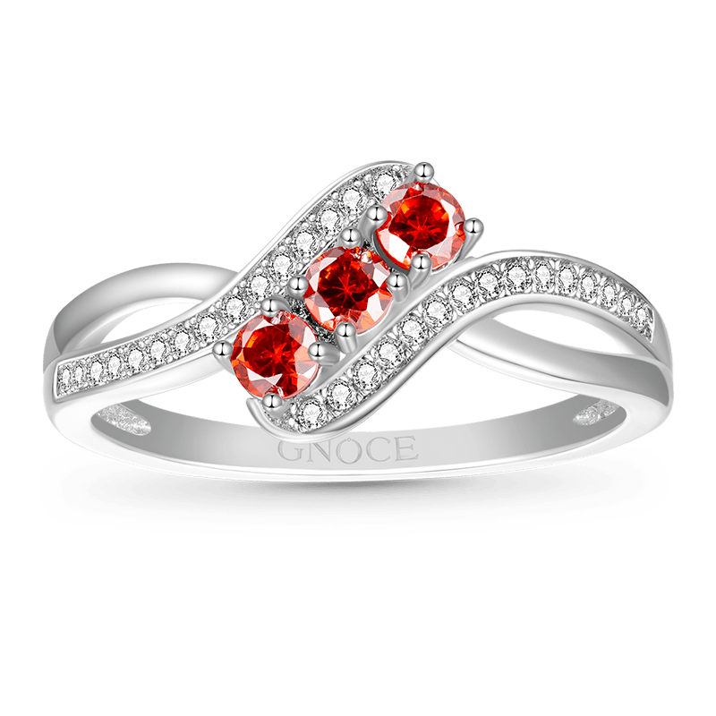 Gnoce Fashion White Diamond Crossover Birthstone Ring_2