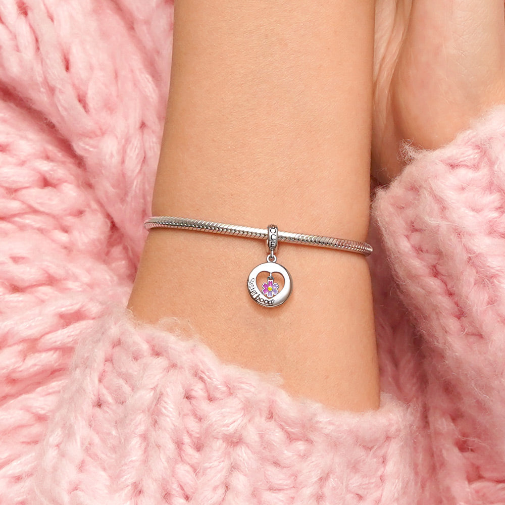 Gnoce "Sister hood" Heart Pendant Dangle Charm_7