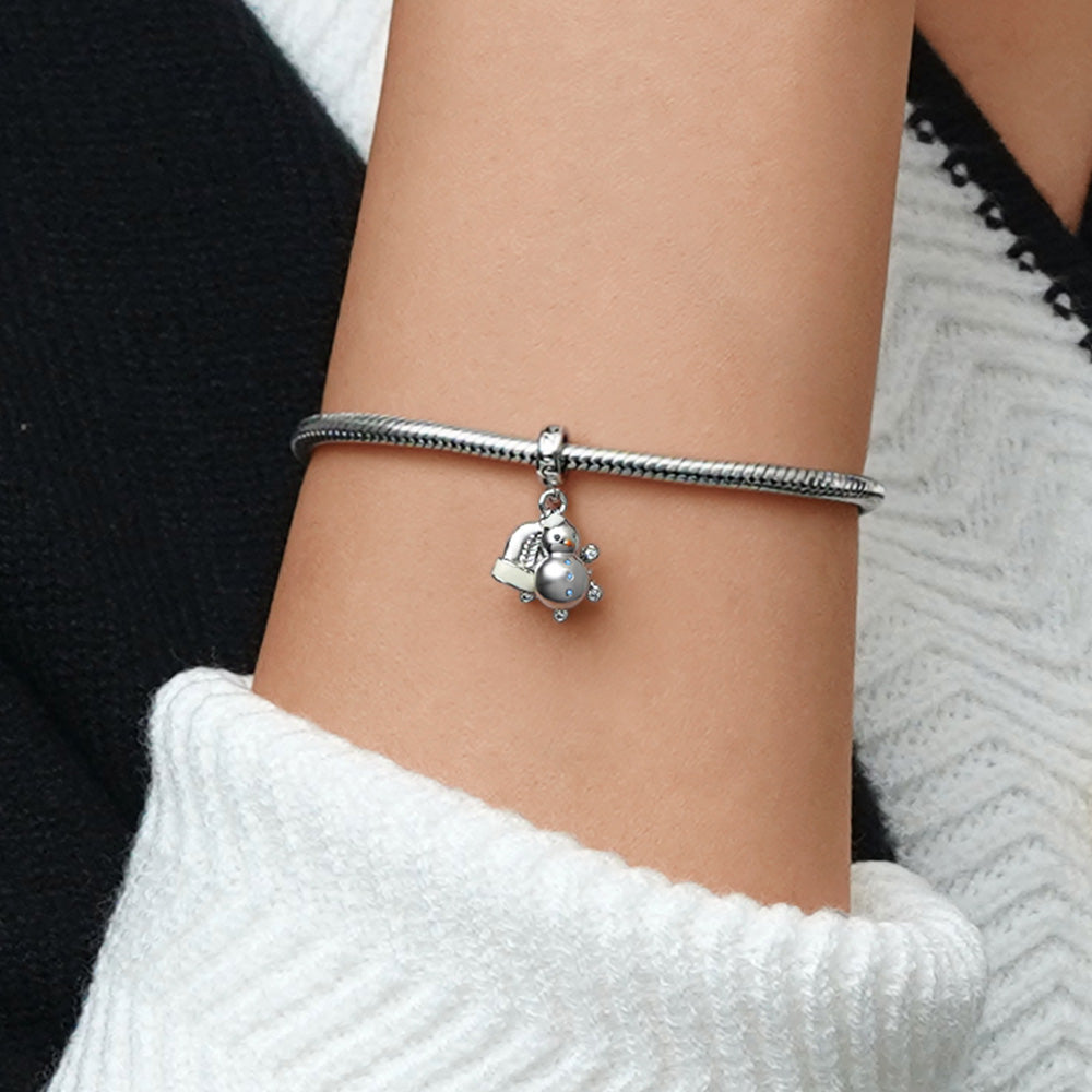 Gnoce Glove, Snowman & Snowflakes Winter Triple Pendant Dangle Charm_7