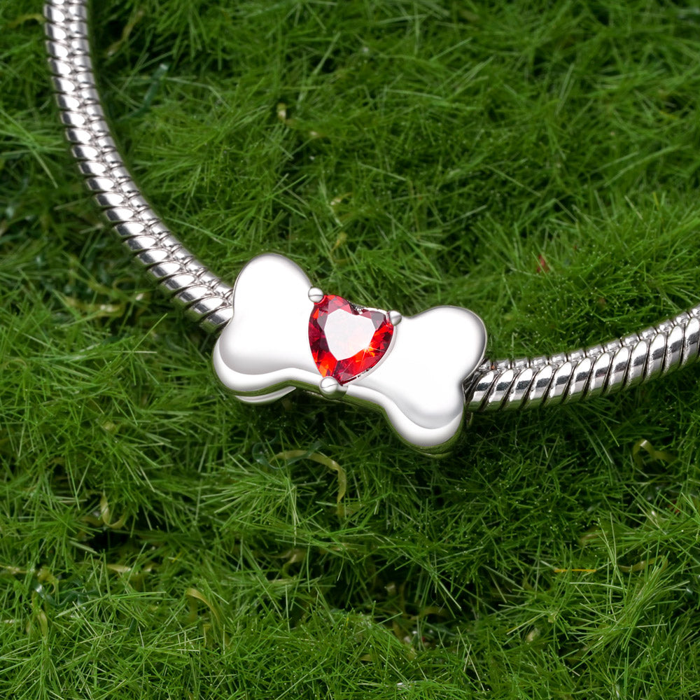 Gnoce Engravable Dog Bone Birthstone Pet Charm_4