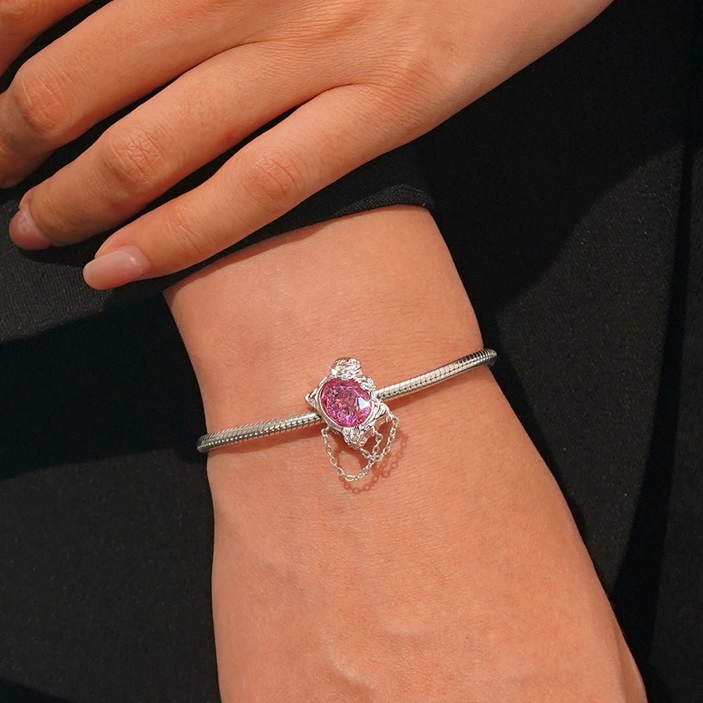 Gnoce Pink Rose Painting Charm_5