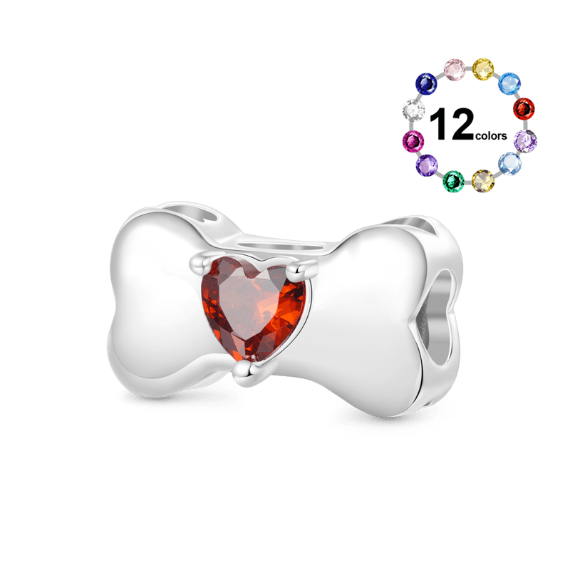 Gnoce Engravable Dog Bone Birthstone Pet Charm_1