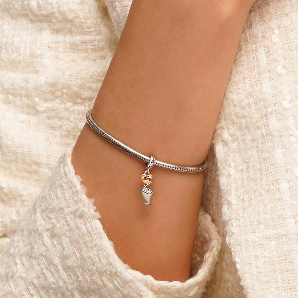 Gnoce Engravable Heart Gesture Pendant Dangle Charm_8