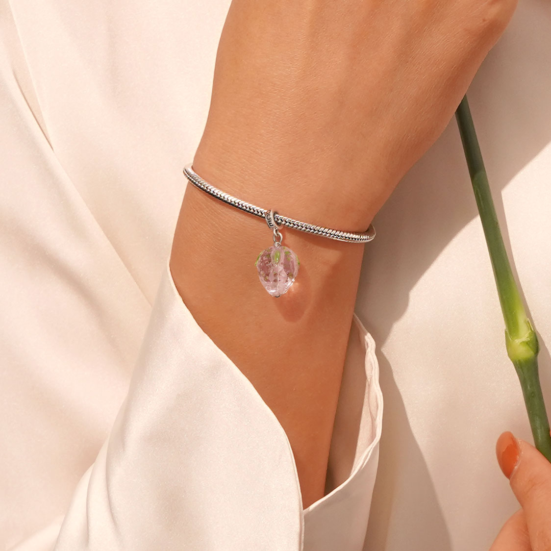 Gnoce Glass Fruit Pink Strawberry Pendant Dangle Charm_6