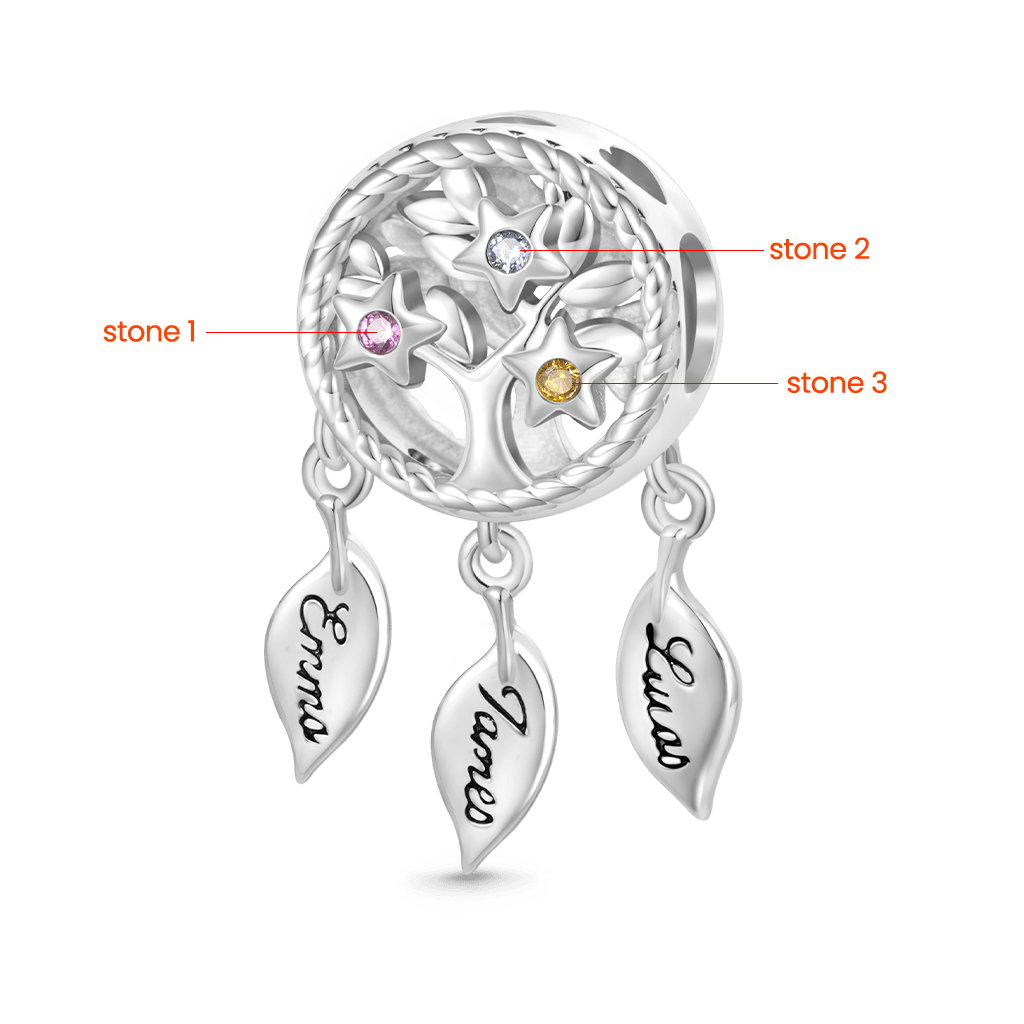Gnoce Engravable Dream Catcher Tree of Life Birthstone Charm_3