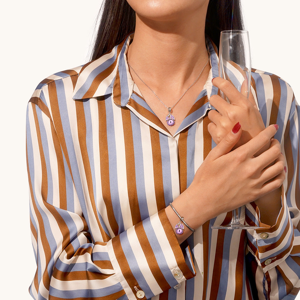 Gnoce Vintage Purple Dragon Eye Pendant Dangle Charm_4