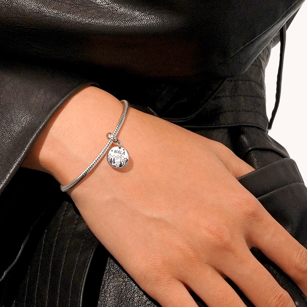 Gnoce Engravable Mountains Rivers Disk Pendant Dangle Charm_8